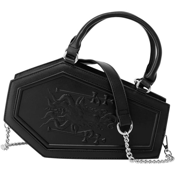 Killstar BEAST Coffin Crossbody Bag Black Baphomet Embossed Goth New Sealed - Picture 2 of 13